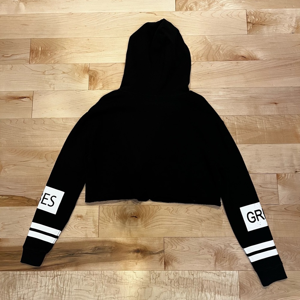 H&M Black Hooded Sweater with White Sleeve Accents